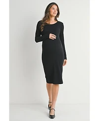 Hello Miz Maternity Bodycon Ribbed Knit Long Sleeve Dress