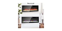 Flynama 50 inch Recessed Ultra-Thin Tempered Glass Wall Mounted Electric Fireplace with Remote Color Led Flame Csa Ul