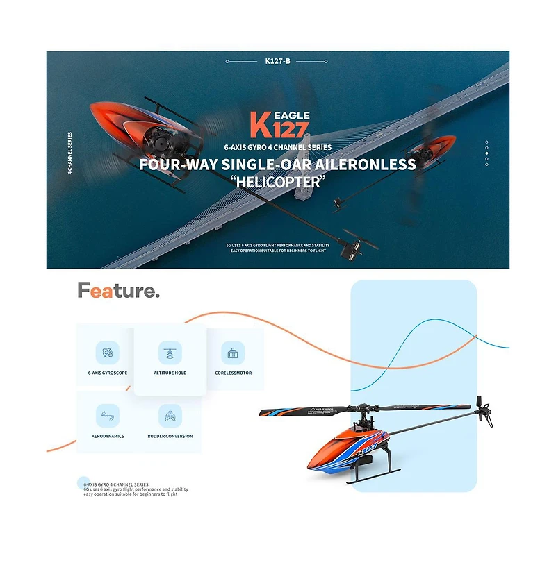 Bruce & Shark 2.4G 4-Channel Rc Helicopter with Auto-Hover & 6-Axis Gyro, Beginner Friendly Design