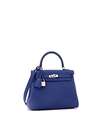 Pre-Owned HERMES Kelly Handbag Blue Togo with Palladium Hardware