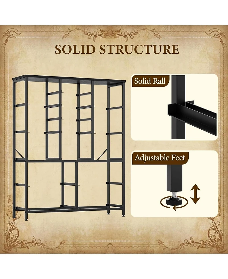 gaomon 48" Fabric Storage Chest, Steel Frame, Wood Top, Closet 15-Drawer Modern Tall Dresser