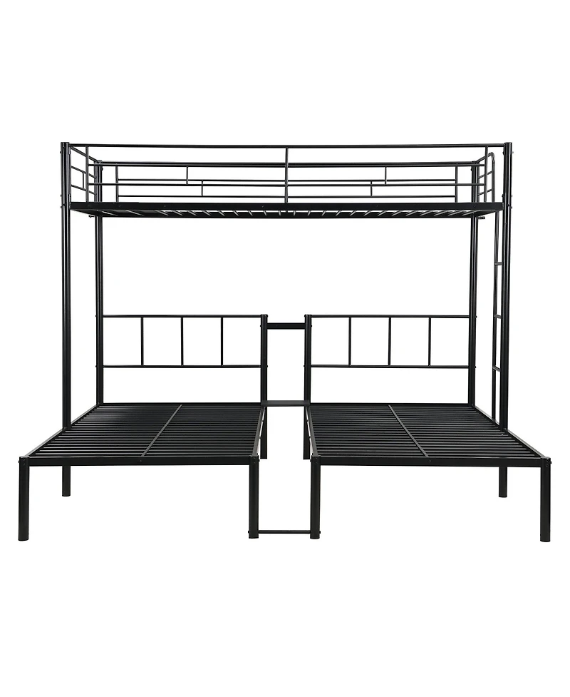 Boyel Living Twin Over Twin Over Twin Metal Triple Bunk Bed with Vertical Ladder and Safety Rails