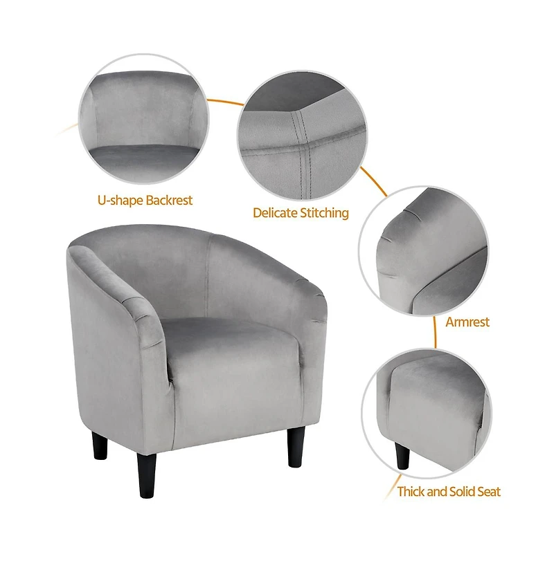Yaheetech Velvet Club Chair Accent Arm Chair for Living room