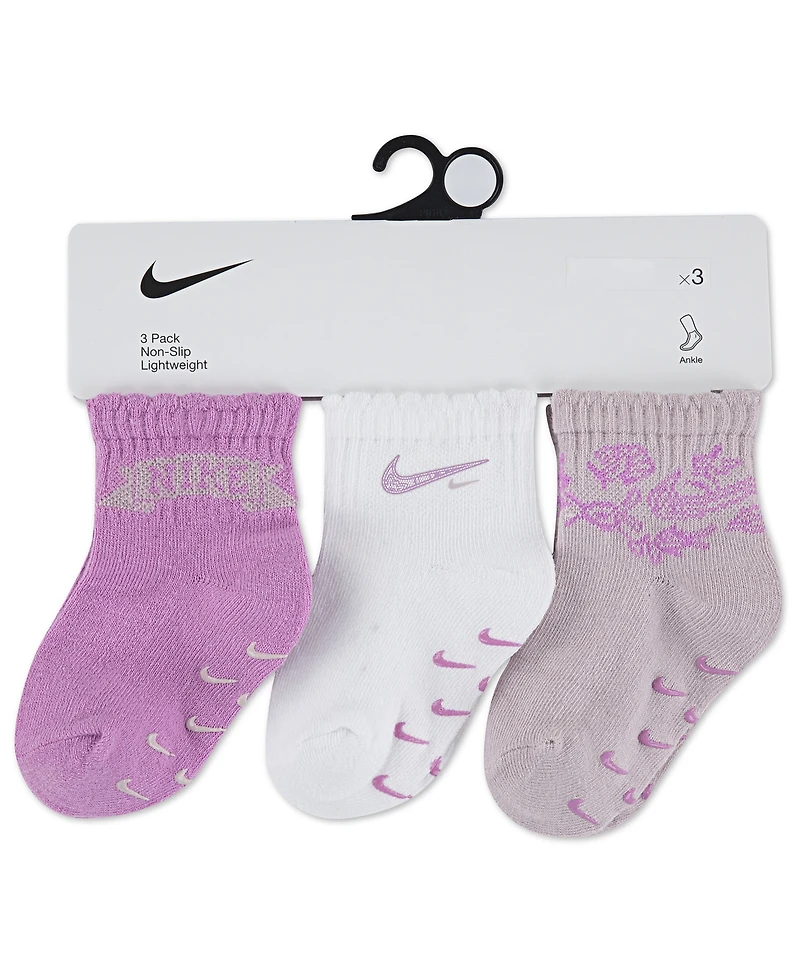 Nike Baby Girls' Lace It Up Scalloped Ankle Socks, 3-Pack