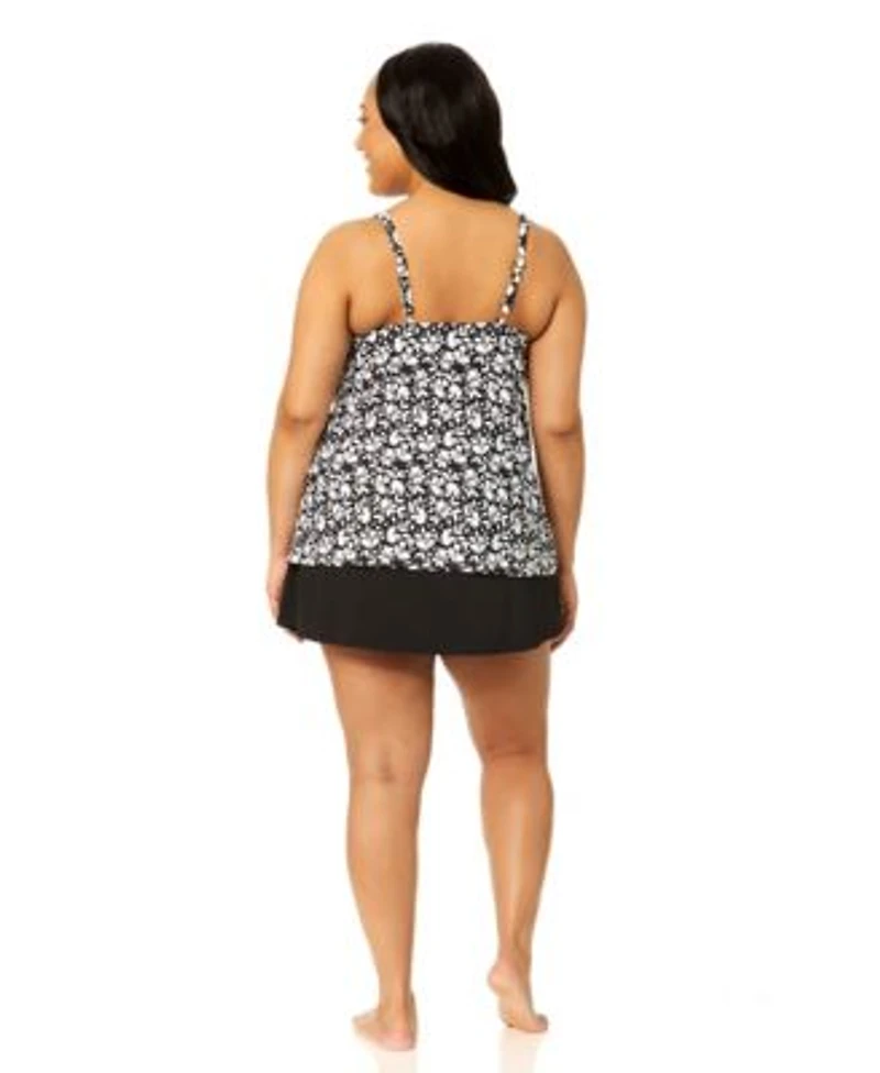 Island Escape Plus Size V Neck Bora Bora Tankini Top Skirt