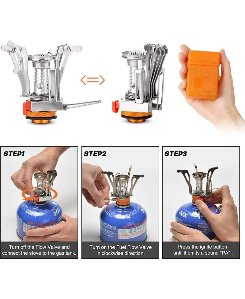 Aofar 16pcs Non-Stick Camping Cookware Set with Folding Stove & Stainless Steel Tableware