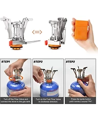 Aofar 16pcs Non-Stick Camping Cookware Set with Folding Stove & Stainless Steel Tableware