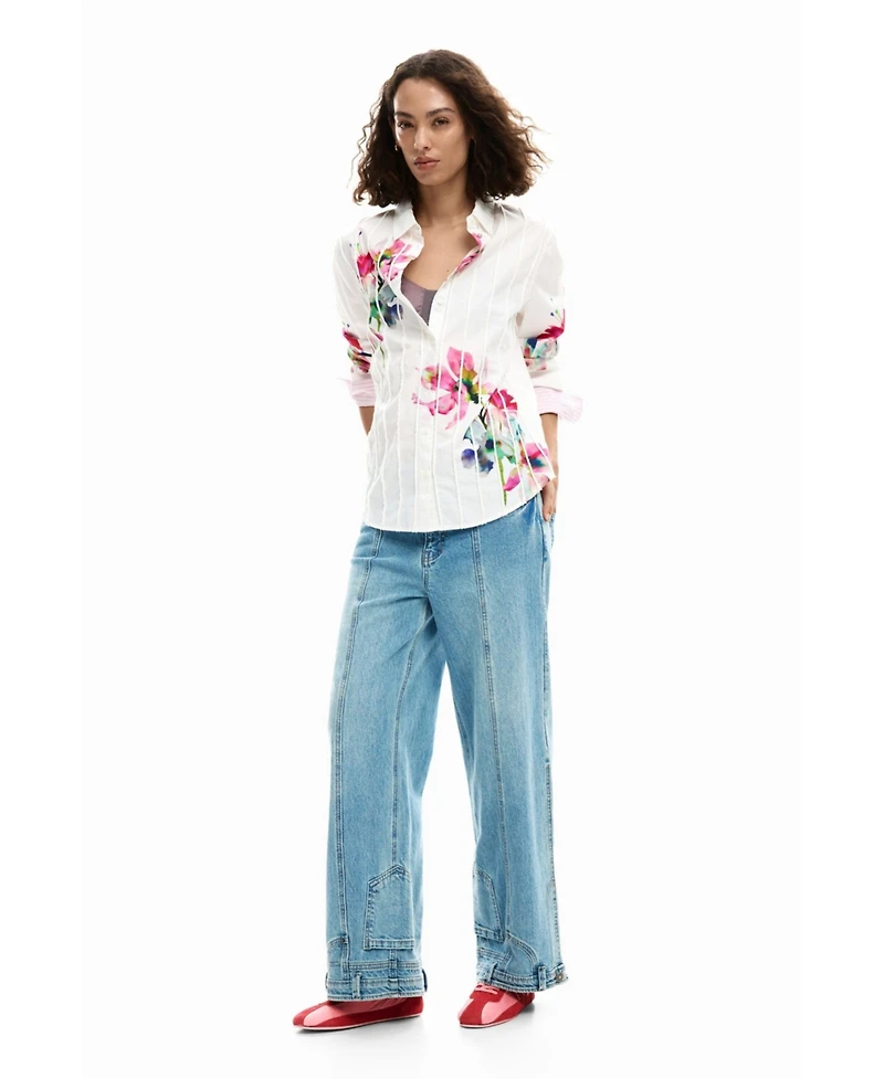 Desigual Women's Long-sleeve pleated floral shirt