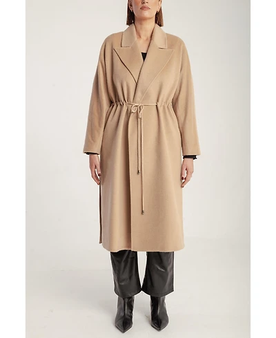 1982 Women's Cashmere Tie Waist Lapel Coat