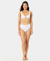 California Waves Women's Mini Cherry Smocked Knot Swim Bralette