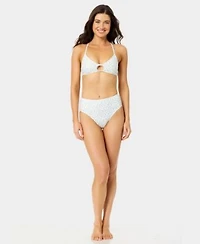 California Waves Womens Ditsy Wide Rib Swim Bralette Bottoms