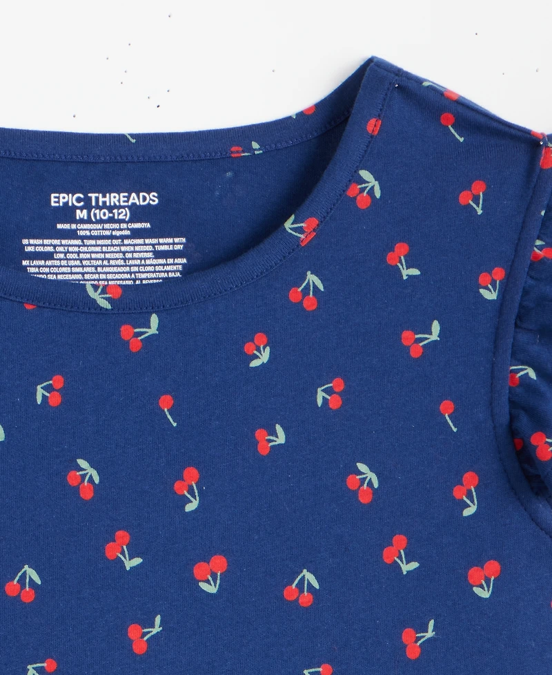 Epic Threads Girls' 5-20 Cotton Cherries-Print Flutter-Sleeve Dress, Macy's Exclusive