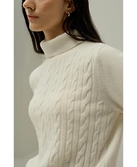 Lilysilk Women's Classic Cable Knit Sweater with Ribbed Edges