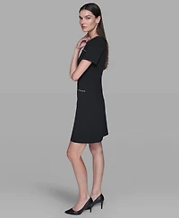 Karl Lagerfeld Paris Women's Crewneck Chain Detail Shift Dress