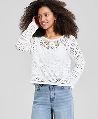 And Now This Women's Crochet Long-Sleeve Sweater, Macy's Exclusive