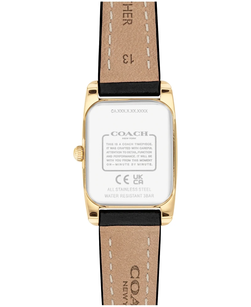 Coach Women's Reese Black Leather Strap Watch, 20x30mm