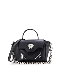 Pre-Owned Versace Medium La Medusa Top Handle Bag Leather with Zipper Detail