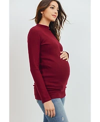 Hello Miz Maternity Mock Neck Long Sleeve Ribbed Top