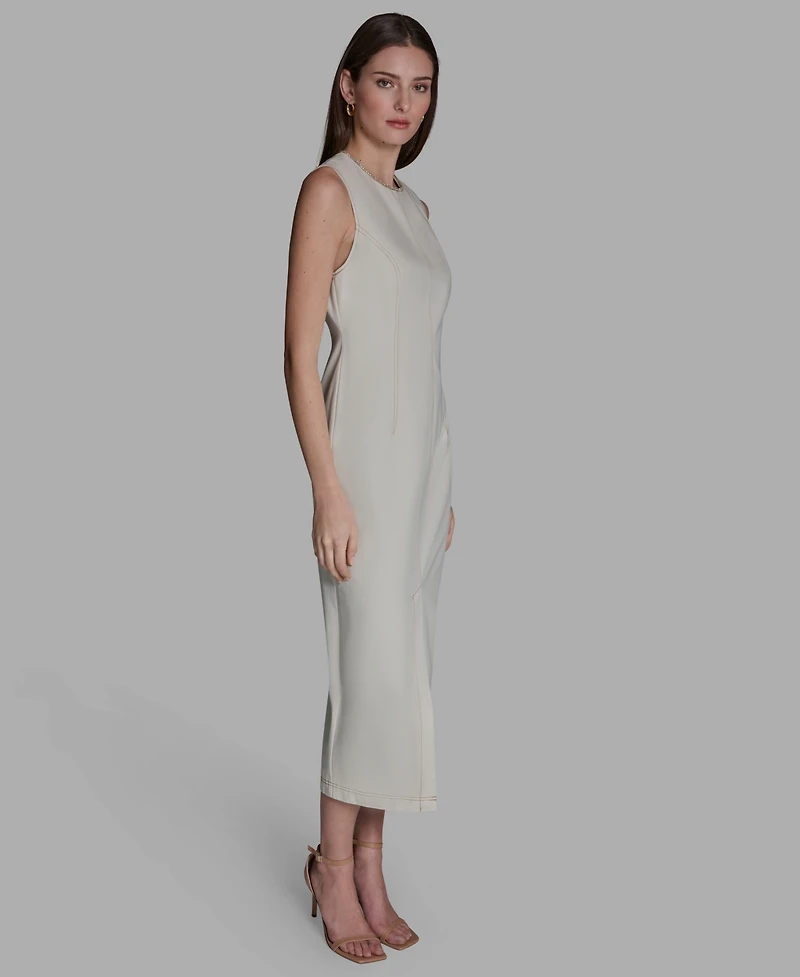 Bcbg Women's Sleeveless Rhinestone Crew neck Midi Dress