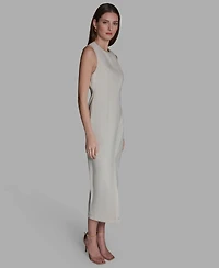 Bcbg Women's Sleeveless Rhinestone Crew neck Midi Dress