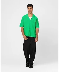 Xxiii Men's Lorenzo Knit Button Up Shirt Green