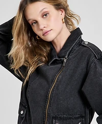 And Now This Women's Denim Zip-Front Moto Jacket, Macy's Exclusive