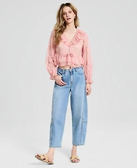 And Now This Women's Embroidered Ruffled Top, Macy's Exclusive