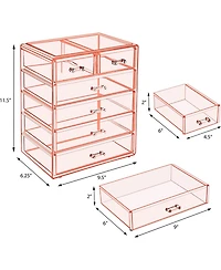 Sorbus 6 Drawer Acrylic Makeup Organizer Case for Cosmetics, and jewelry - Drawers with Diamond Detail