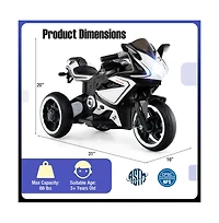 Hongge Kids Electric Ride On Motorcycle with Led Lights Music and Three Wheel Design