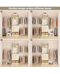Aheaplus 48 - 96 Inch Wide Adjustable Closet Organizer with 4 Drawers, 3 Hanging Rods, and a Mirror, Freestanding