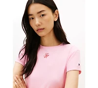 Tommy Hilfiger Women's Th Script Slim-Fit T-Shirt