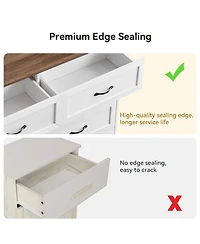 gaomon 6 Drawer White and Brown Modern Dresser, Chest of Drawers Organizers, Closet Storage Cabinet for Bedroom