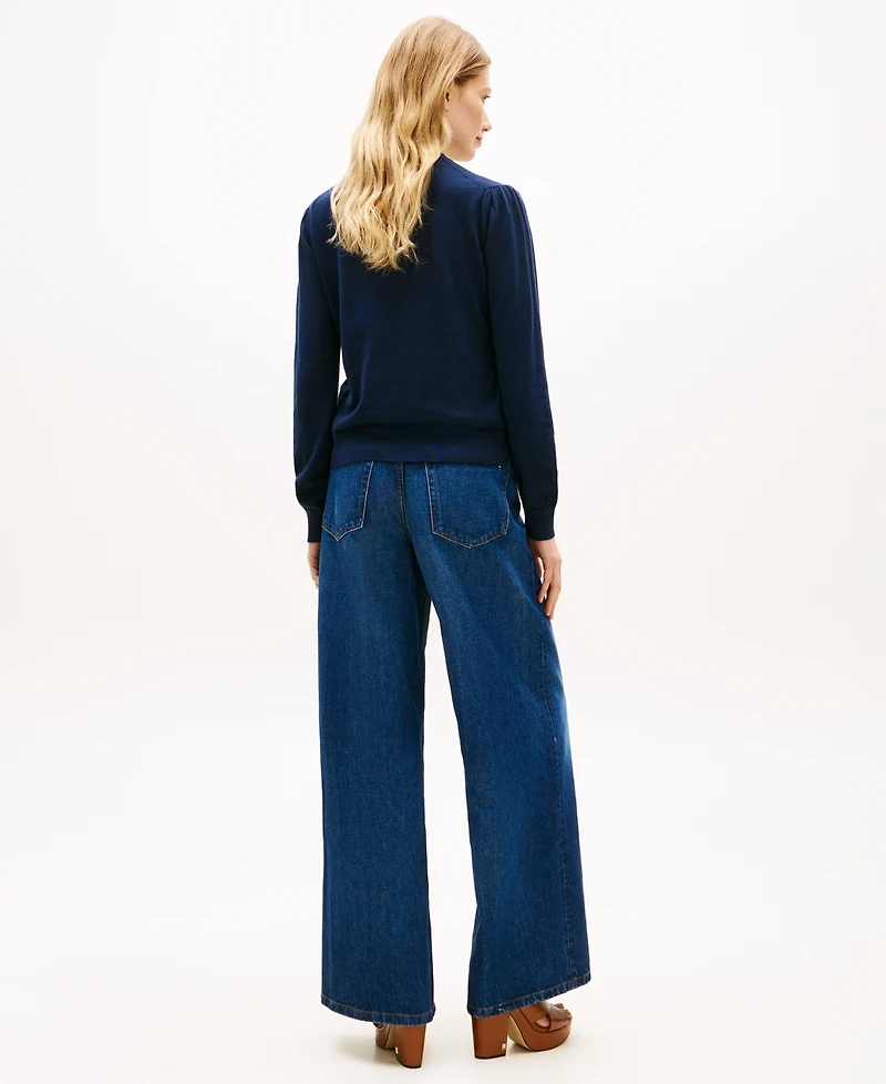 Tommy Hilfiger Women's Jacquard All-Over Floral Print Crewneck Sweater