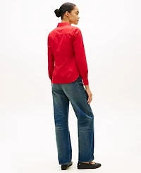 Tommy Hilfiger Women's Classic Poplin Roll-Tab Long-Sleeve Shirt