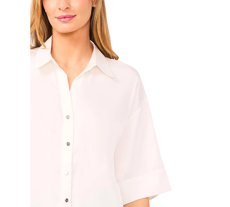 CeCe Women's Drop Shoulder Button-Up Shirt