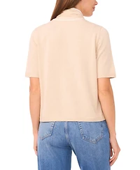 CeCe Women's Tipped Tie-Neck Pull-On Sweater