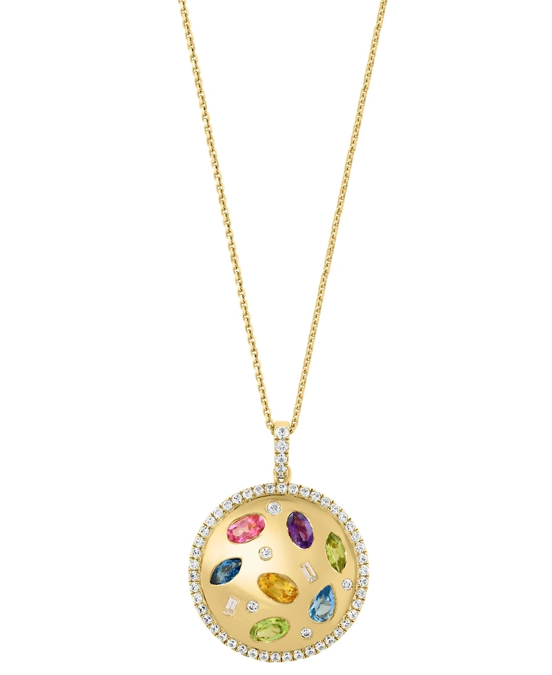 Effy Collection Multi-Gemstone (2-1/3 ct. t.w.) Pendant Necklace in 14k Yellow Gold over Silver