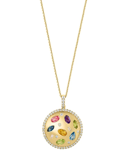 Effy Collection Multi-Gemstone (2-1/3 ct. t.w.) Pendant Necklace in 14k Yellow Gold over Silver