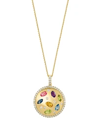 Effy Collection Multi-Gemstone (2-1/3 ct. t.w.) Pendant Necklace in 14k Yellow Gold over Silver