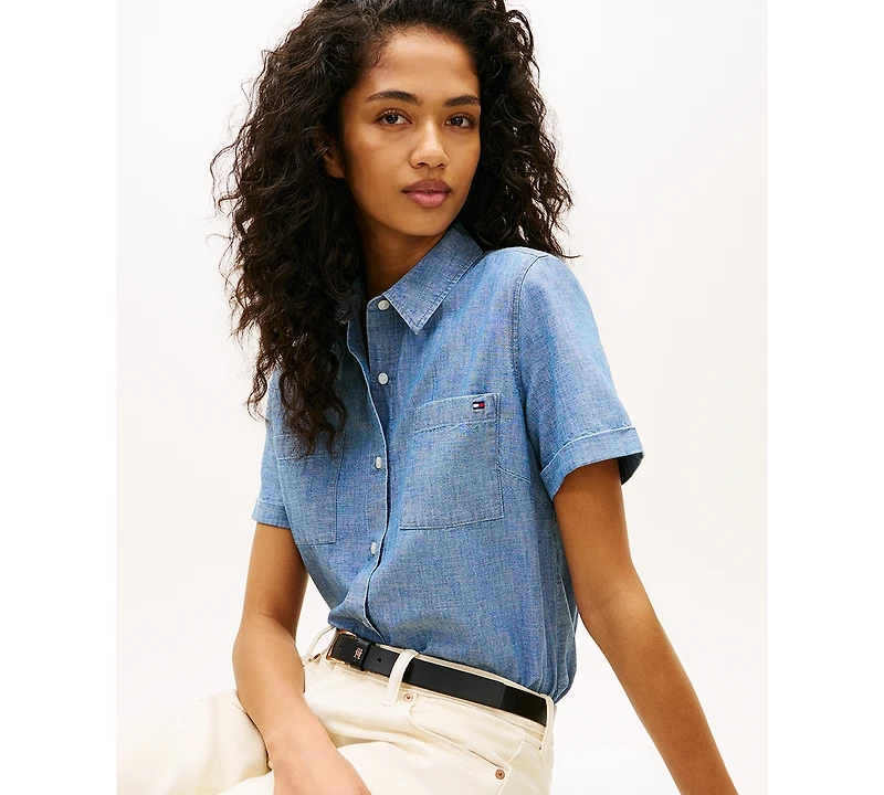 Tommy Hilfiger Women's Short-Sleeve Chambray Shirt