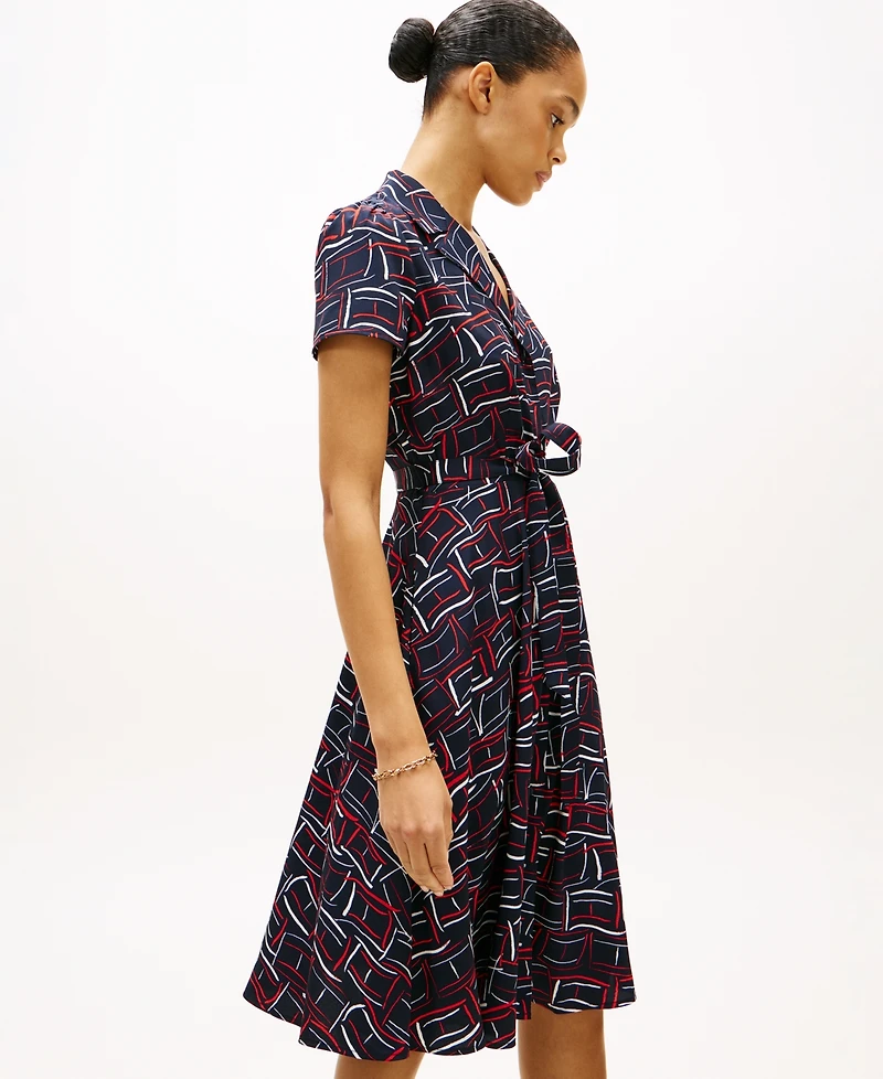 Tommy Hilfiger Women's Fluid Printed Collared Shirt Dress