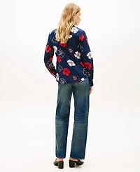 Tommy Hilfiger Women's Printed Button-Front Roll-Tab Shirt