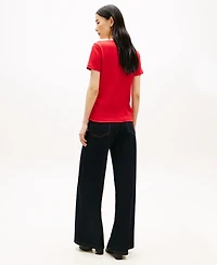 Tommy Hilfiger Women's Stripe Slim V-Neck Short-Sleeve T-Shirt