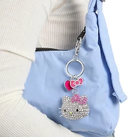 Sanrio Hello Kitty Crystal Keychain with Pink Bow & Heart Charm
