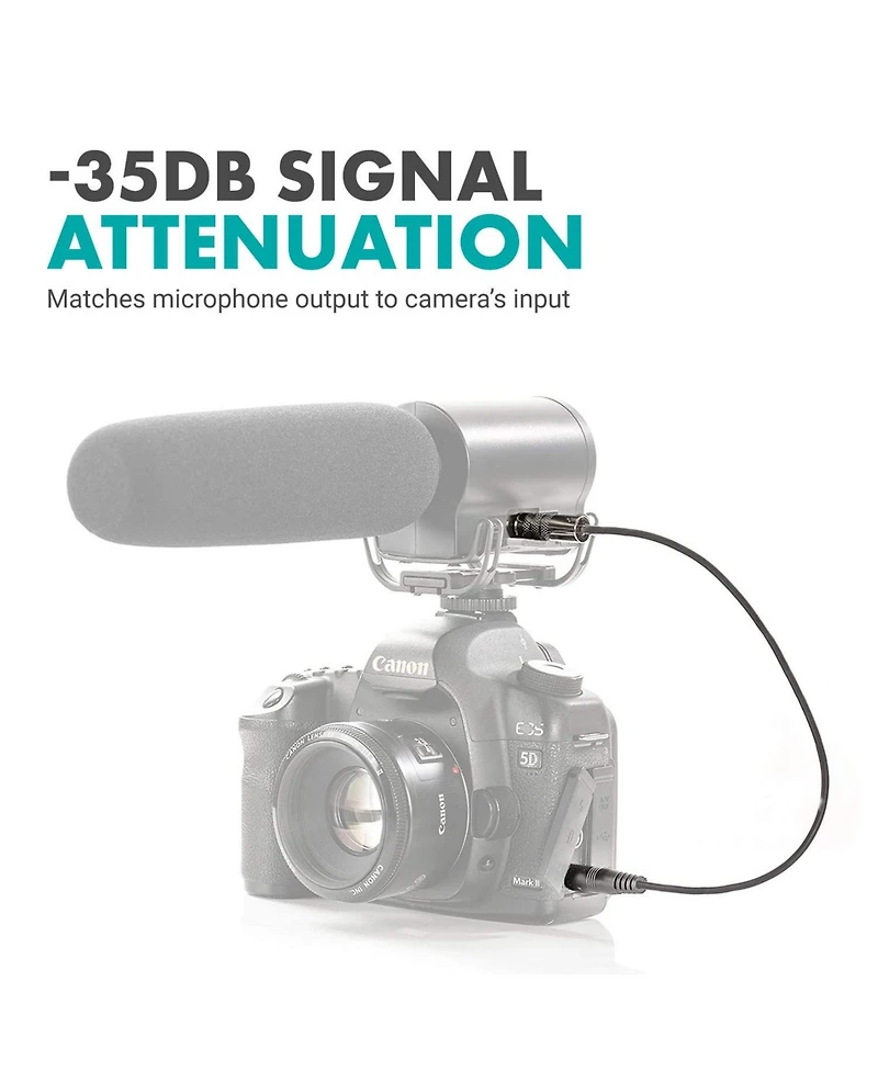 Movo Mv-RC100 3.5mm Male Line-in to Male Microphone Attenuator Cable