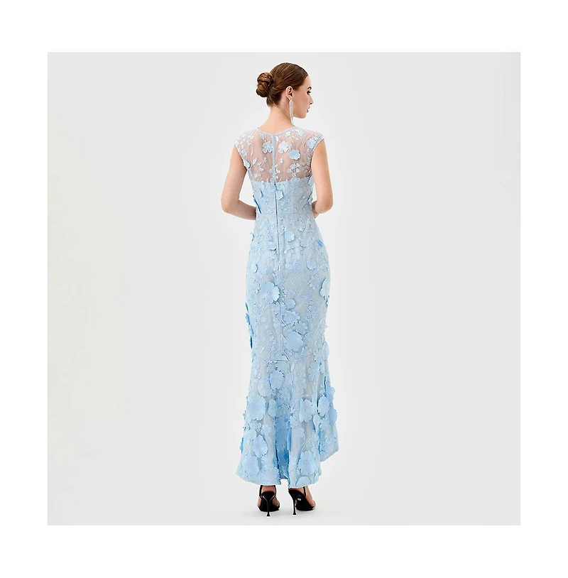 Bariano Women's Freyja Cap Sleeve Hi Lo Midi