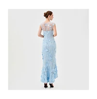 Bariano Women's Freyja Cap Sleeve Hi Lo Midi