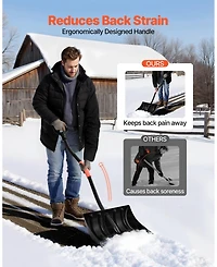Mecale Snow Shovel, 17" Wide Plastic Blade w/ Aluminum Edge, D-Handle, Lightweight Driveway Snow Shovel