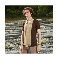 Campus Sutra Men's Block-Knit Slim-Fit Shirt