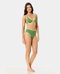 California Waves Women's Wide Rib Bound Plunge Underwire Swim Top